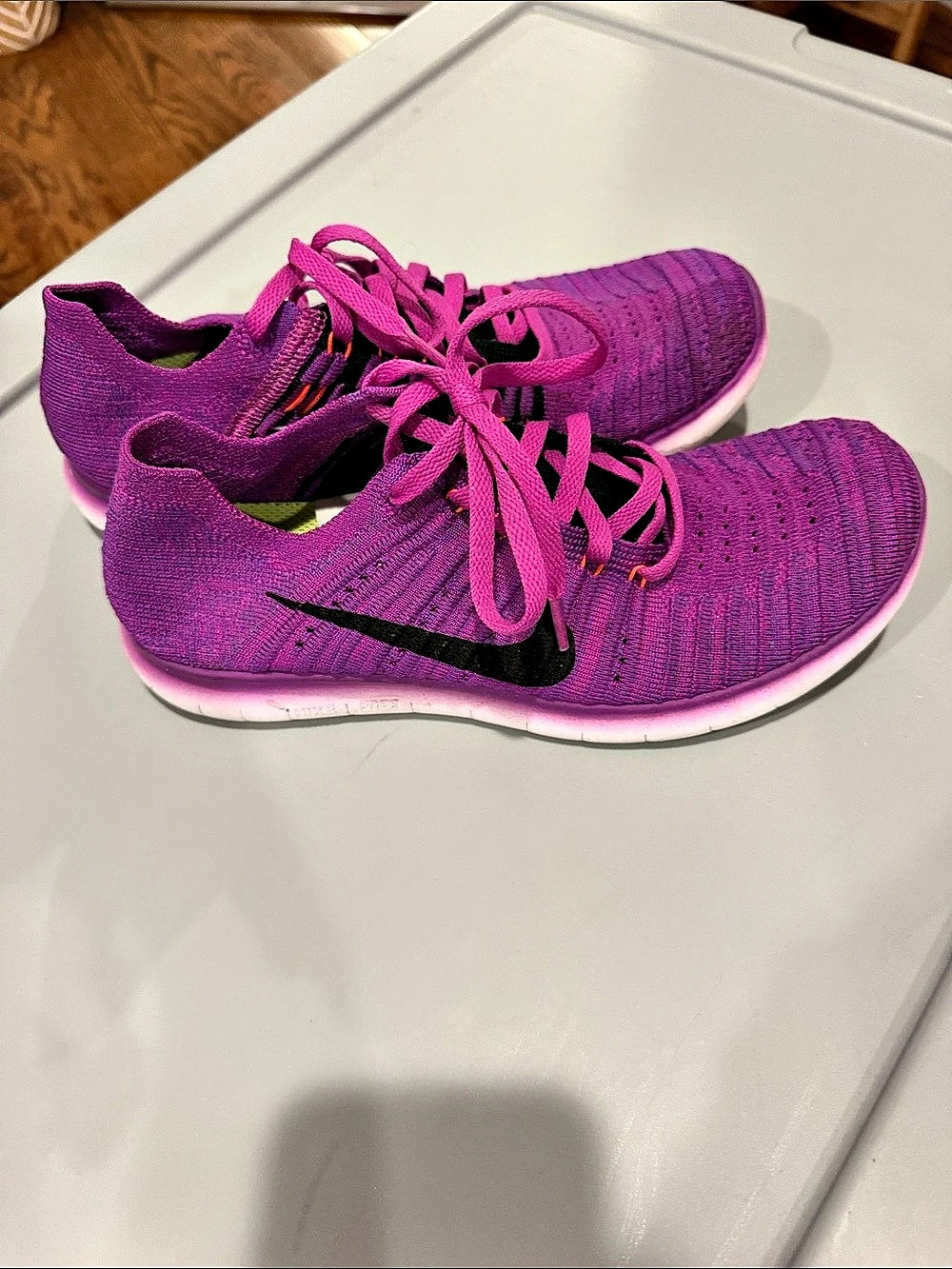 Nike Free RN Flyknit Athletic Shoes Purple & Pink US 7.5